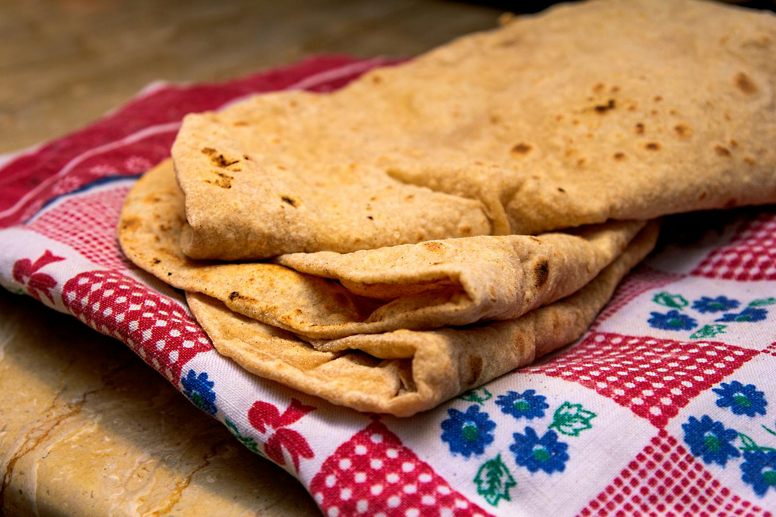 Freshly made millet flour flatbread
